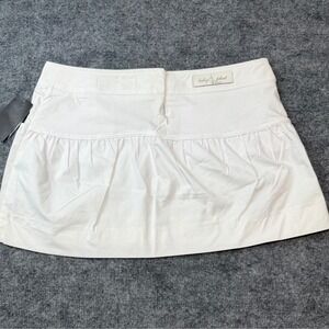 Vintage Y2K Baby Phat Skirt White Pleated Ruffle Pocket Gold Cat Logo Size 7 NWT